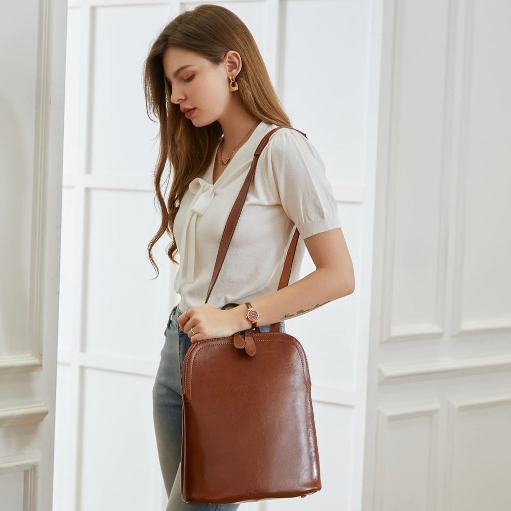 Leather Backpack Designer Purse for Women Fashion Travel College Shoulder Bag